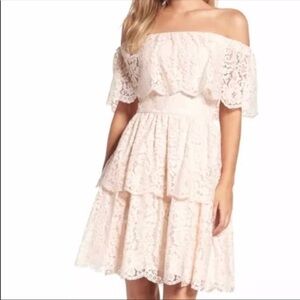 Eliza J Lace Off The Shoulder Dress Blush Pink Size 8- NWT